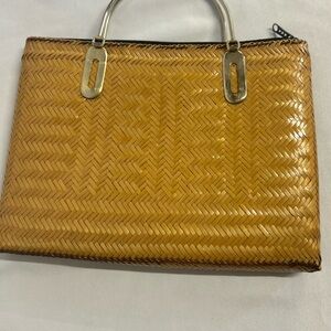 Vintage Rattan Yellow Vintage Handbag Purse Tote